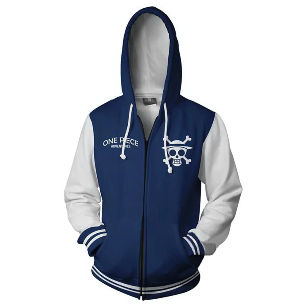 One Piece Ace 3D Print Zip Hoodie for Cosplay