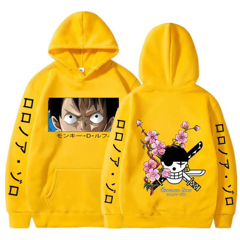 One Piece Luffy Zoro Print Loose Hoodie Sweatshirt