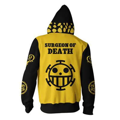 One Piece Ace 3D Print Zip Hoodie for Cosplay