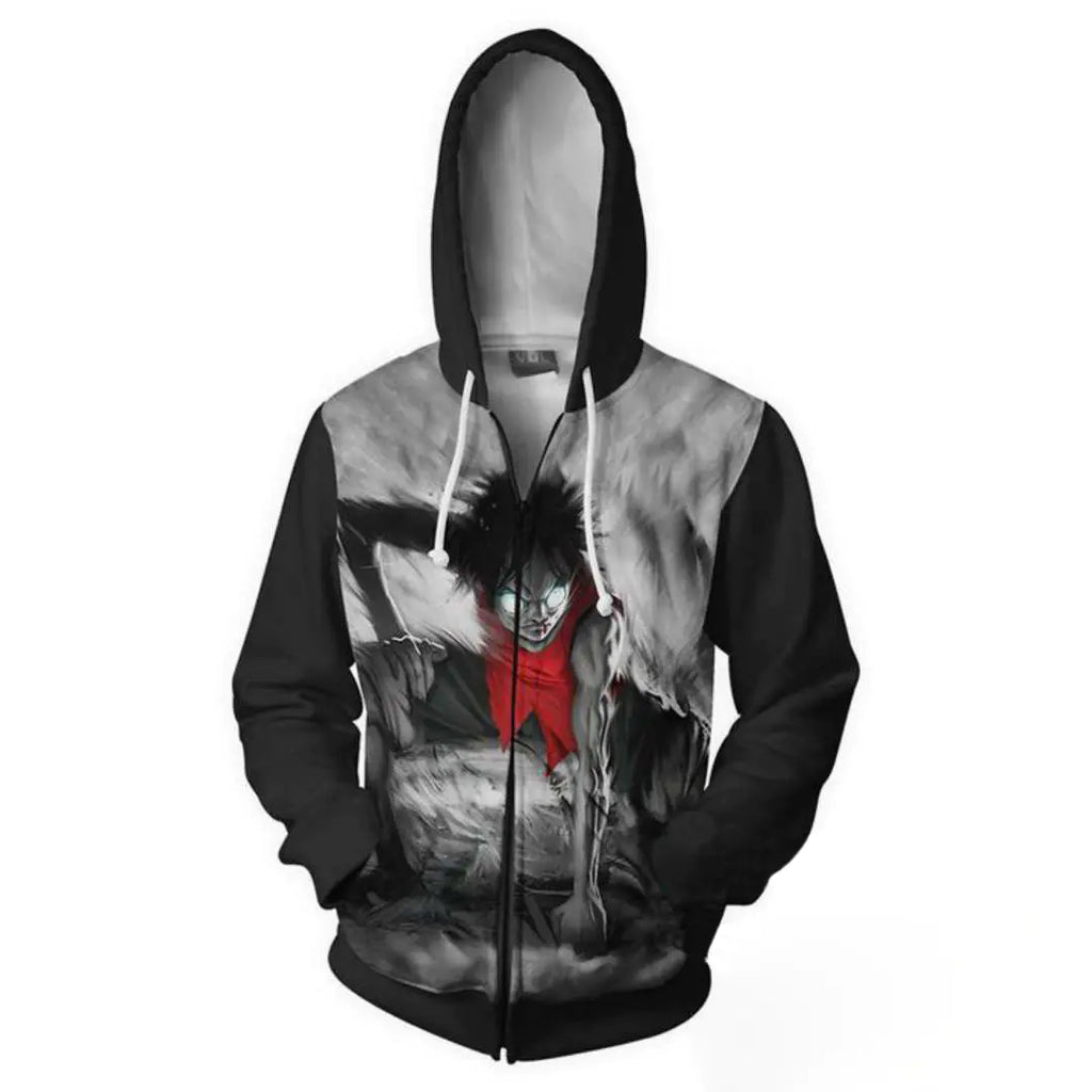 One Piece Ace 3D Print Zip Hoodie for Cosplay