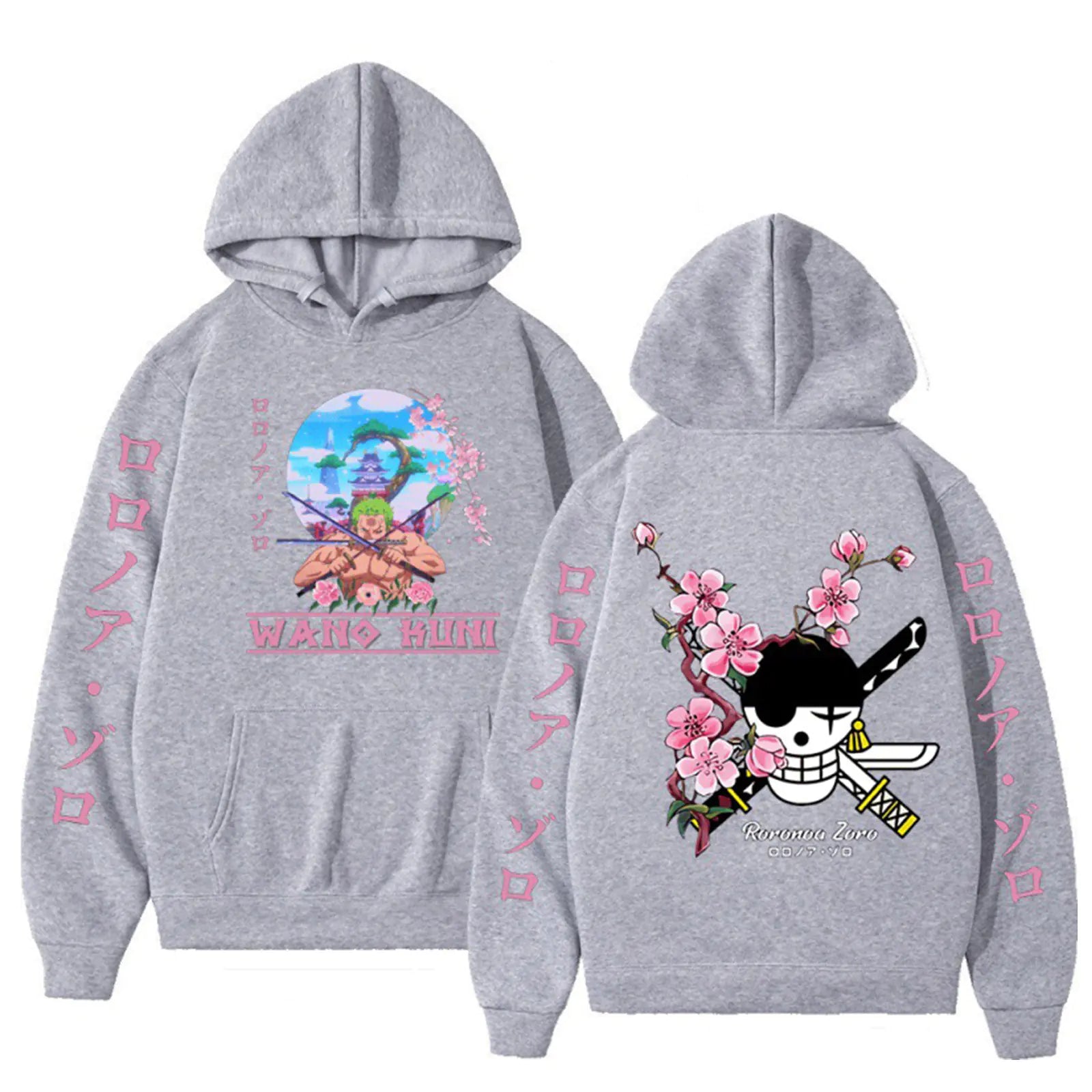 One Piece Luffy Zoro Print Loose Hoodie Sweatshirt