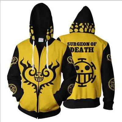 One Piece Ace 3D Print Zip Hoodie for Cosplay