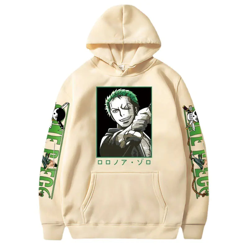 One Piece Luffy Zoro Print Loose Hoodie Sweatshirt