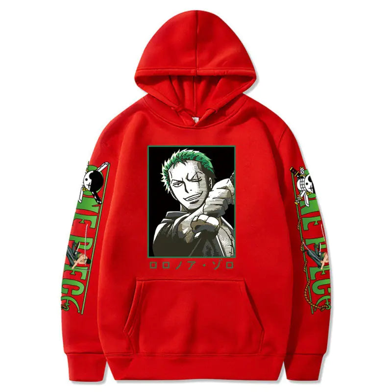One Piece Luffy Zoro Print Loose Hoodie Sweatshirt