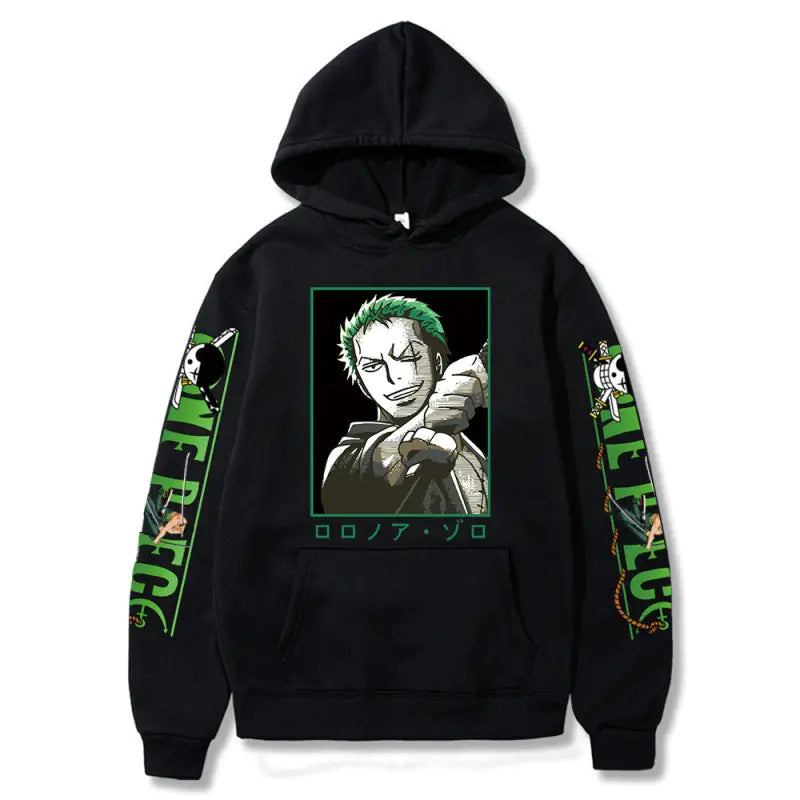 One Piece Luffy Zoro Print Loose Hoodie Sweatshirt