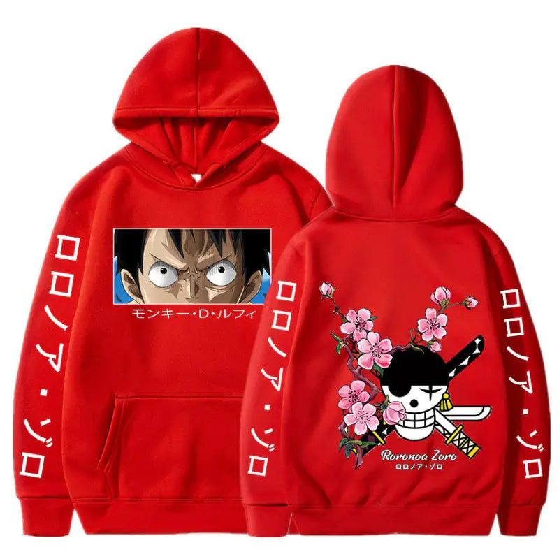One Piece Luffy Zoro Print Loose Hoodie Sweatshirt