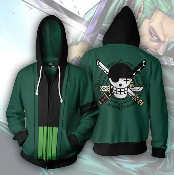 One Piece Ace 3D Print Zip Hoodie for Cosplay