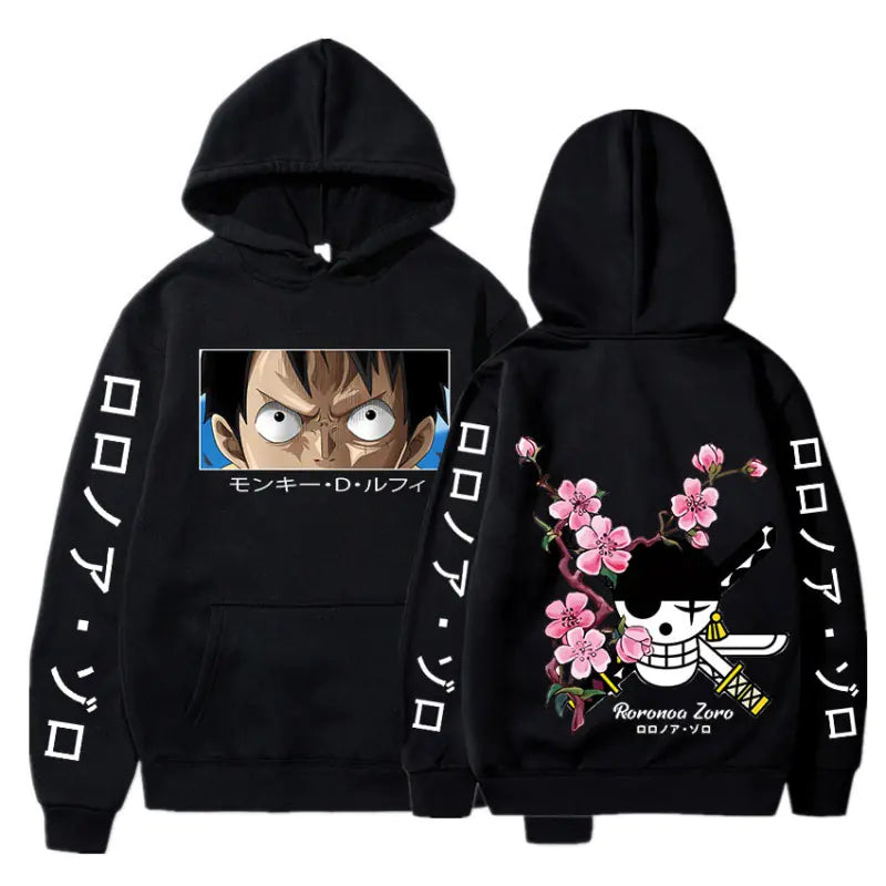 One Piece Luffy Zoro Print Loose Hoodie Sweatshirt