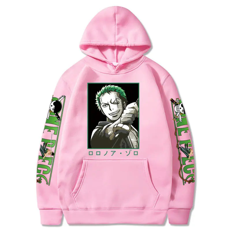 One Piece Luffy Zoro Print Loose Hoodie Sweatshirt