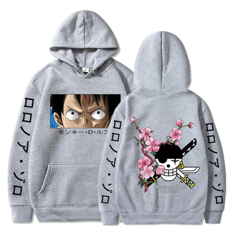 One Piece Luffy Zoro Print Loose Hoodie Sweatshirt